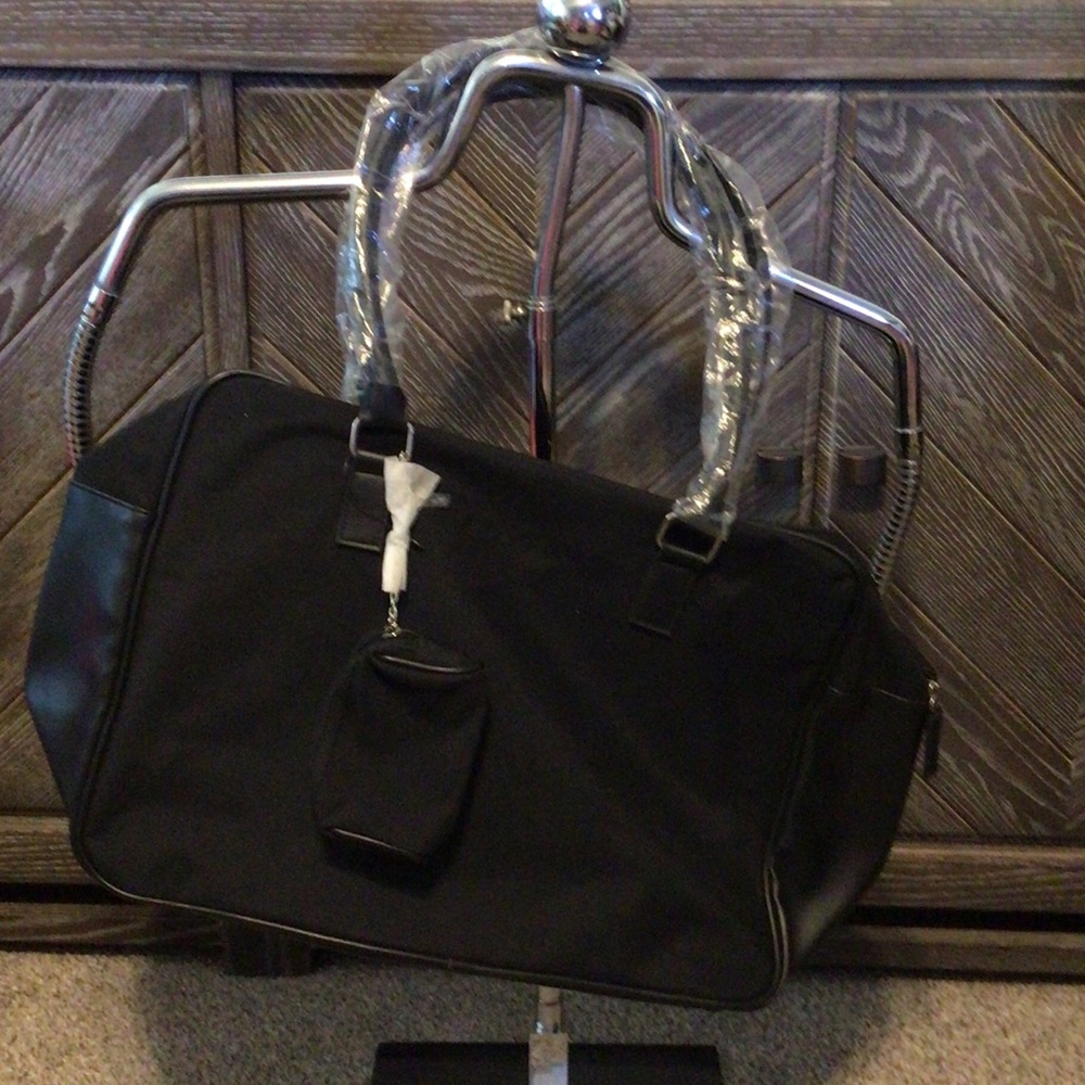 New Calvin Klein Elegant Black canvas and leather Duffel Bag
